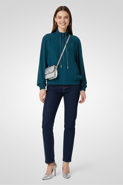 Lacoste Women Embroidered Logo Windbreaker Jacket, Teal