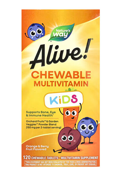 Nature's Way , Alive!® Kids, Chewable Multivitamin, Ages 2+, Orange & Berry F...