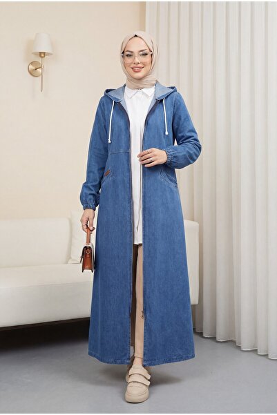 HİJABAYA Τζιν Καπάκι με κουκούλα με ελαστικά μανίκια και πλαϊνές τσέπες