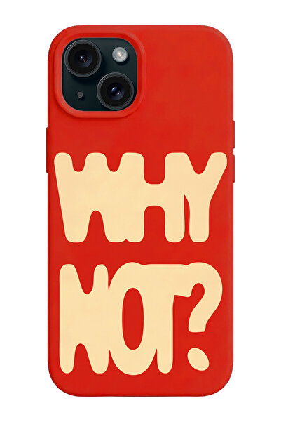 shoptocase iPhone 15 Uyumlu Why Not? Desenli İçi Süet Lansman Koruyucu Telefo...