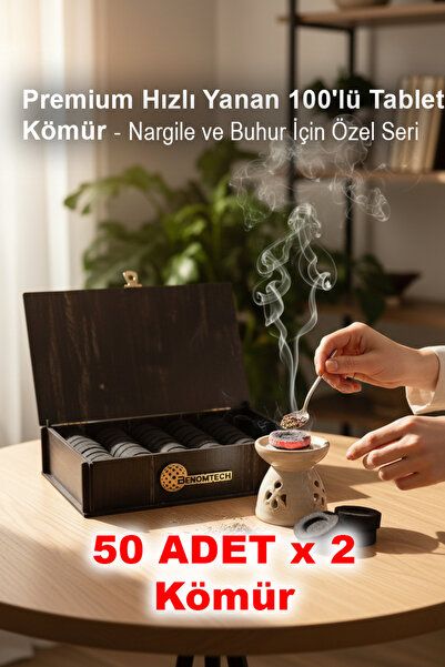 BenomTech Premium Hızlı Yanan Tablet Kömür (50’li x2 – 100 Adet) Nargile ve B...
