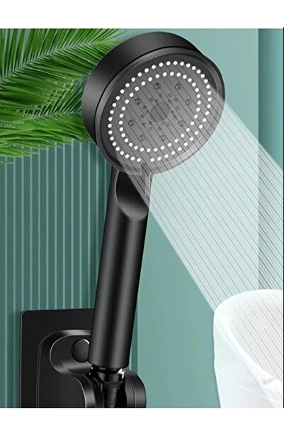 Kitchen Beauty 5 Fonksiyonlu Su Tasarruflu Duş Başlığı Turbo El Duşu Siyah Ço...