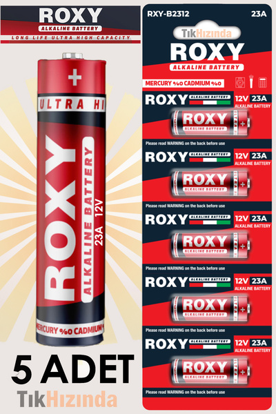 TıkHızında Roxy 23A Alkaline 12 V Pil 5 Li Paket (Garaj, Bariyer, Kepenk, Oto...