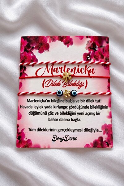 BeryDenz 5 Adet Şans Yoncalı Marteniçka Bileklik Seti/ Şans Bilekliği(KARTLI+...