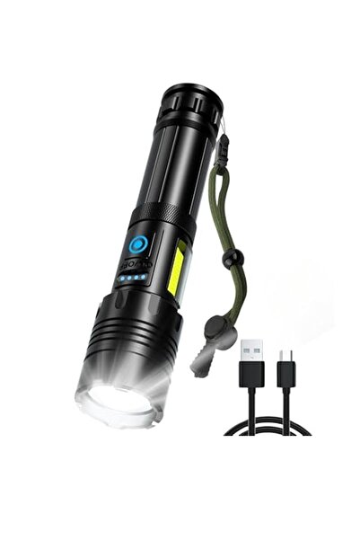 Sezy Şarjlı 7 Modlu Taktik El Feneri USB Powerbank Özellikli Acil Durum Güven...