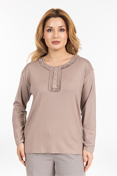 Mutlu City New Season Γυναικεία Μεσήλικας και άνω Μακρυμάνικο γιακά με στάμπα...