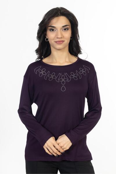 Mutlu City Νέο μοντέλο με πέτρα κεντημένη στρογγυλή λαιμόκοψη Lycra Mother χτ...