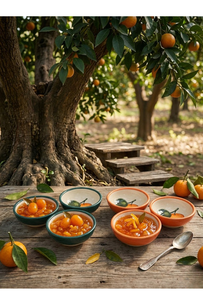 Store Green Orange Bodrum Tangerine Patterned Ceramic Bowl Jam Bowl Snack Bow...