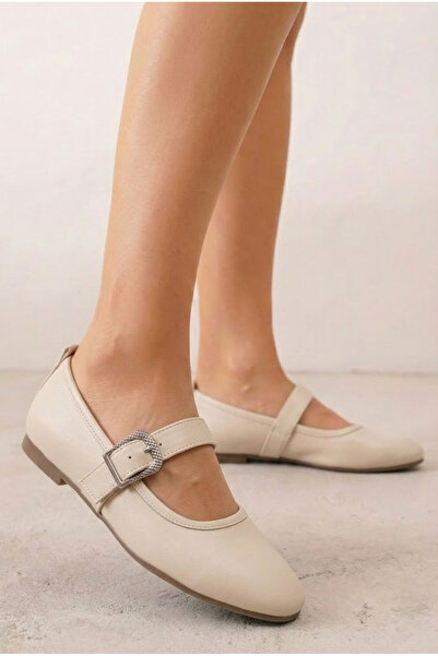 Nstil Daily Women's Flat Shoes with Straps, Rubber Buckle, Sewing Detail, Com...