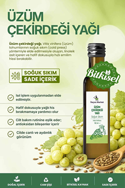 İlaçsız Market Üzüm Çekirdeği Yağı / 100 ml