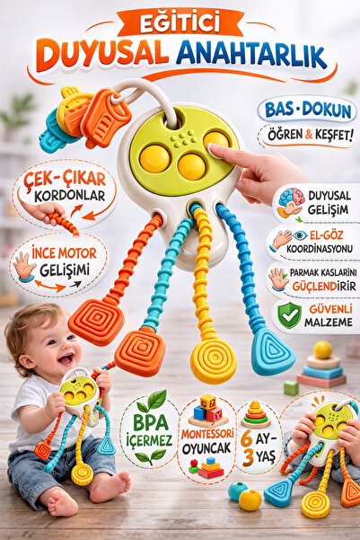 YILDIRIM OYUNCAK Eğitici Poppitli Tak Çıkar Bebek Anahtarlığı - Eğitici Anaht...