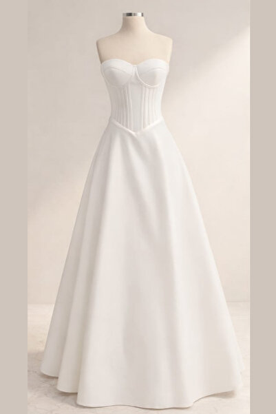 FİYPER Saten Hazır Taslak Gelinlik Kişiselleştirilebilir Tasarım