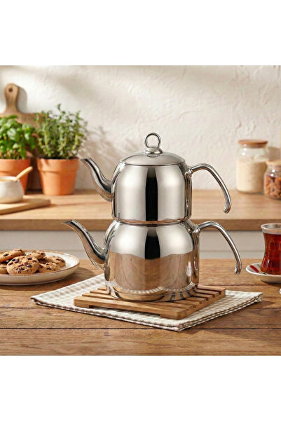 Özkent Menekşe Mega Boy 4.9 Lt Paslanmaz Çelik Çaydanlık Süzgeçli