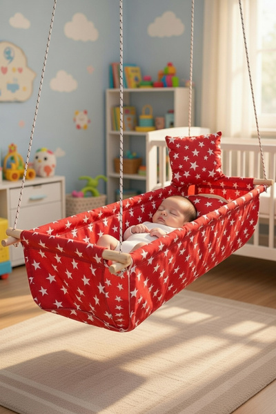 Bundeba Bebek Çocuk Çingene Beşiği KIRMIZI YILDIZLI