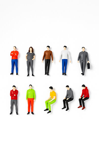 Köseoğlu 10 Adet Maket Insan Teraryum ve Minyatür Müze için Figür - Renkli - ...