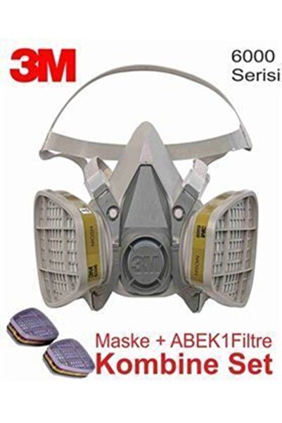 3M 6200 Gaz Maskesi + Abek1 Filtre Dahil Kombine Set