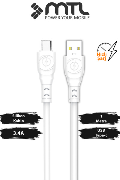 MTL 3.4A USB to Type-C Ultra Hızlı Extra Yumuşak Dayanıklı Şarj ve Data Kablo...