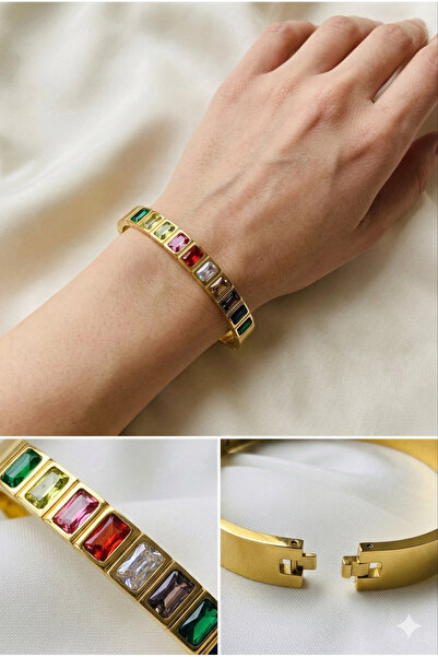 Bonicce Multi-Colored Women's Steel Handcuff Bracelet