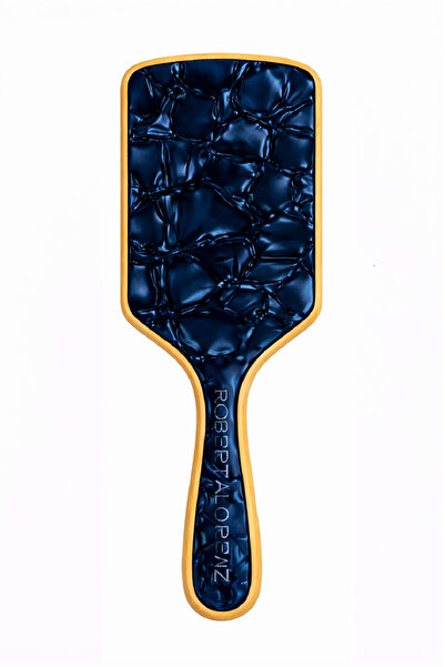 Roberta Lorenz مشط من خشب البامبو الأسيتاتي الفاخر باللون الأزرق الداكن 25 سم