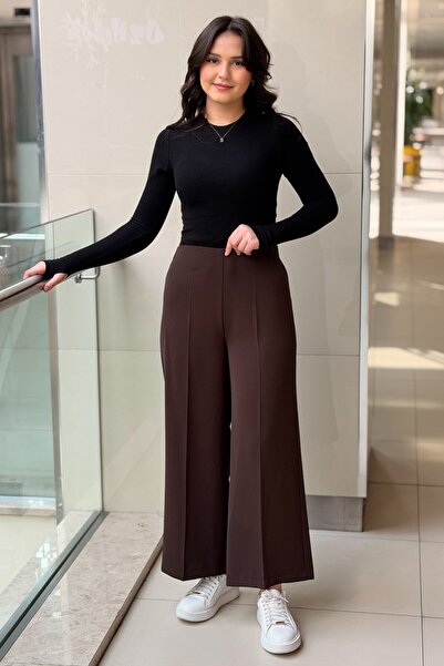 sentez giyim Sentez Arkası Lastikli Kısa Geniş Paça Pantolon