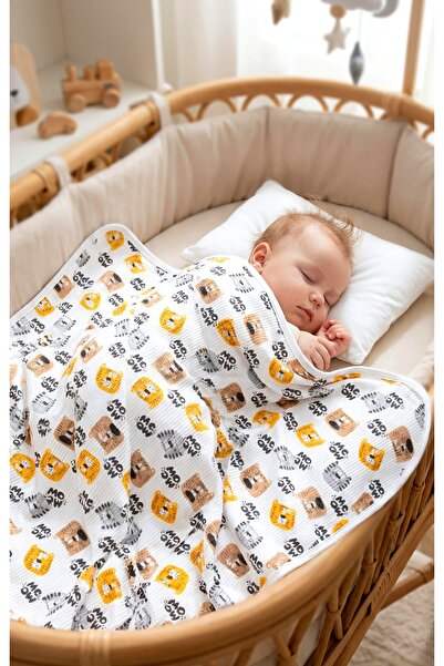 Nexvora Double Layered Baby Blanket 85X95 cm Cat Patterned Meow