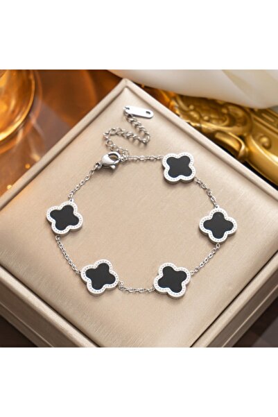 Pursehuit Brățară de culoare argintie, realizată din oțel inoxidabil, cu elem...