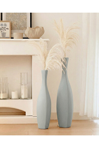 Hestia Home Set de 2 sticle pătrate din ceramică, gri