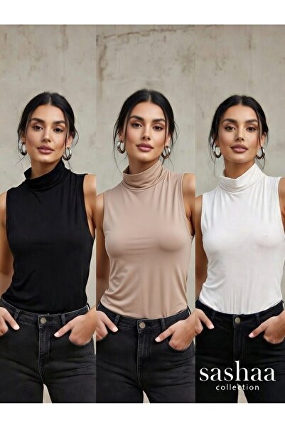 Sashaa Collection Women's 3-Piece Zero Sleeve Bodysuit