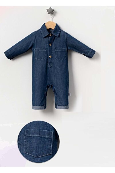 Jolly Joy Baby Girl Jeans Overalls with Pockets Navy Blue