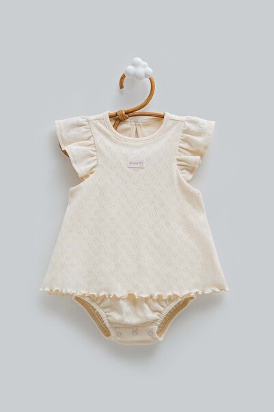 Caramell Hello Girl Ruffle Detailed Romper Beige