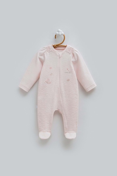 Caramell Happy Spring Embroidered Zippered Jumpsuit Pink