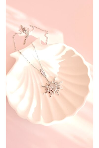 MİLUNXTE قلادة الشمس المرصعة بالأحجار - تصميم أنيق لامع - قلادة الشمس الفولاذية