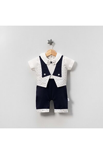 Jolly Joy Patterned Baby Boy Jumpsuit with Pockets, Navy Blue