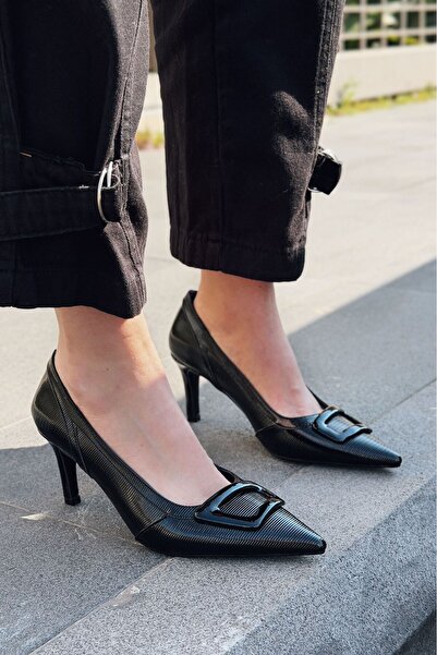 I Love Shoes Finrel Stiletto Black Patent Leather with Buckle Detail