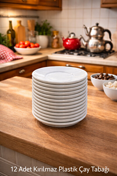 Helmax 12'li Beyaz Çay Tabağı