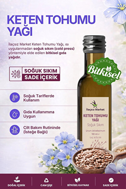 İlaçsız Market Keten Tohumu Yağı / 100 ml.