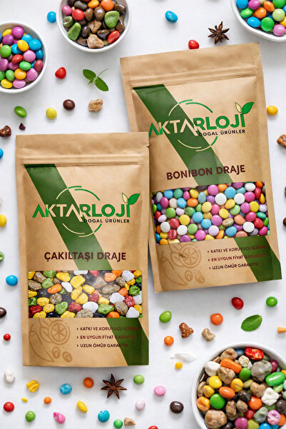 aktarloji 100 Gr Çikolata Draje Seti 50 Gr Çakıltaşı + 50 Gr Bonibon Renkli D...