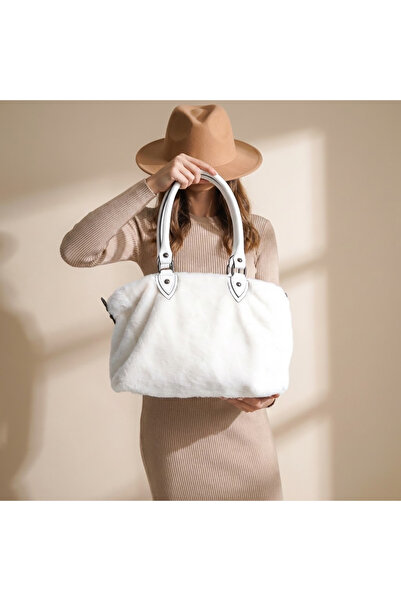 Moda Lime Kadın Peluş Çanta Orta Boy Kulplu Ve Askılı Salaş Modelli El Ve Omu...