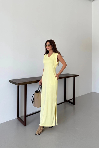 SUMEF Βαμβακερό μακρύ φόρεμα με λαιμόκοψη V – Άνετο καλοκαιρινό φόρεμα