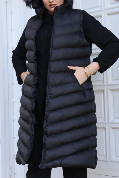 ECALAMODE Kadın Uzun Çıkarılabilir Kapüşonlu Su Geçirmez Büyük Beden Dolum Şi...