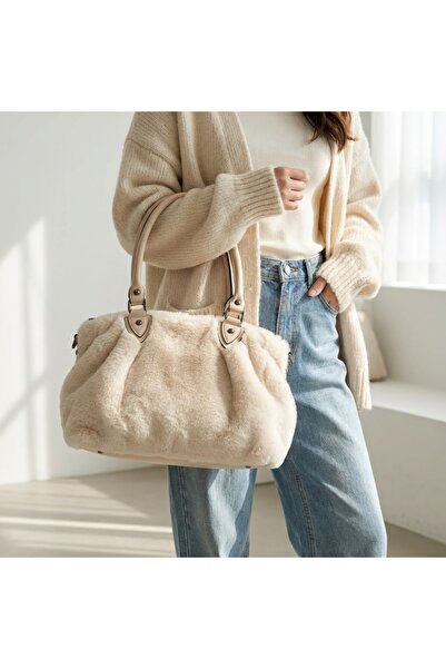 Moda Lime Geantă de pluș pentru femei, de mărime medie, cu mânere și curea, m...