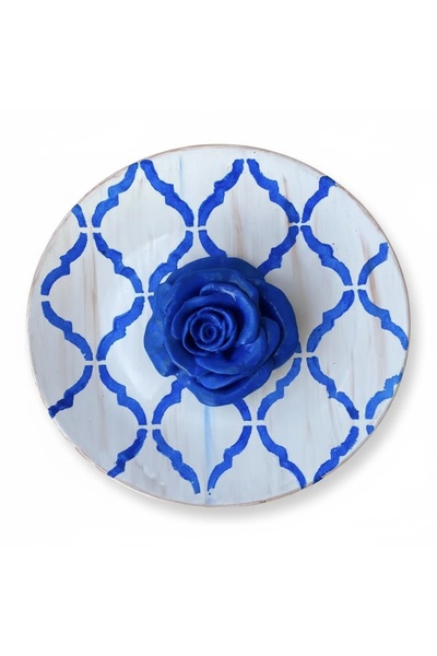 Gesto seramik طبق جداري من السيراميك باللون الأزرق الوردي مقاس 26 سم