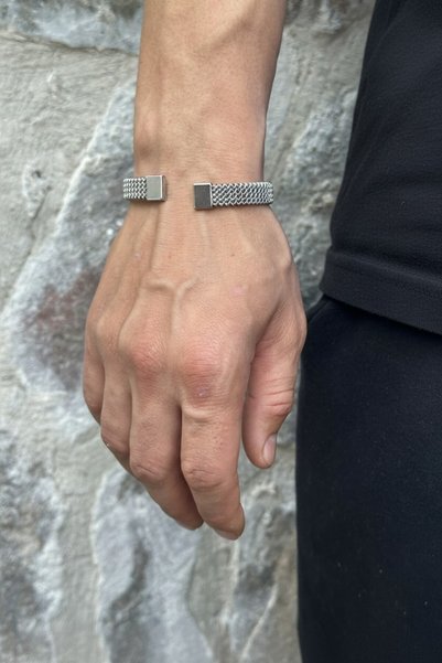 HERİF Handcuff Model Men's Steel Bracelet