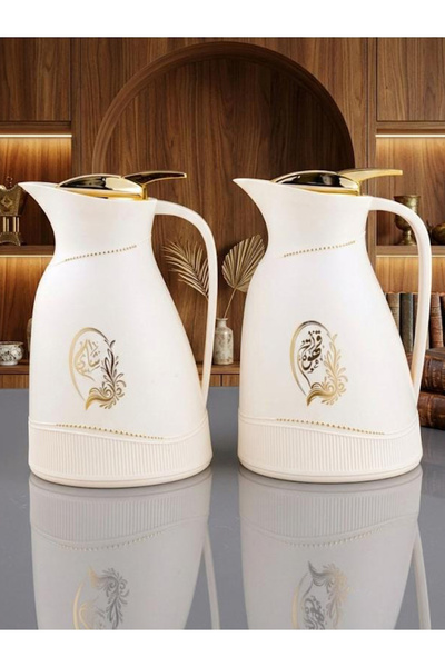 TrentonGCC طقم قارورتين فاخرتين معزولتين باللونين الأبيض والذهبي