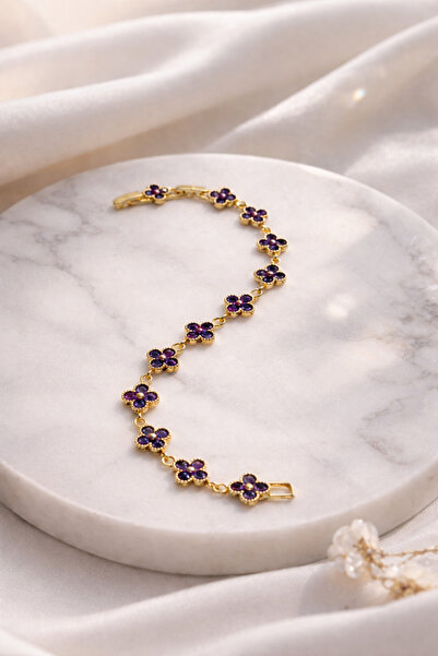 Uğur Takı Işıltılı mor yonca bileklik