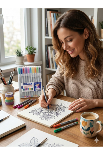 Globox مجموعة أقلام ذات طرف لباد، قلم رفيع، طرف لباد