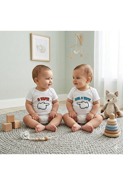 Novera Organik %100 Pamuklu İkizlere Özel Bebek Zıbın Unisex Çıtçıtlı Bebek Body