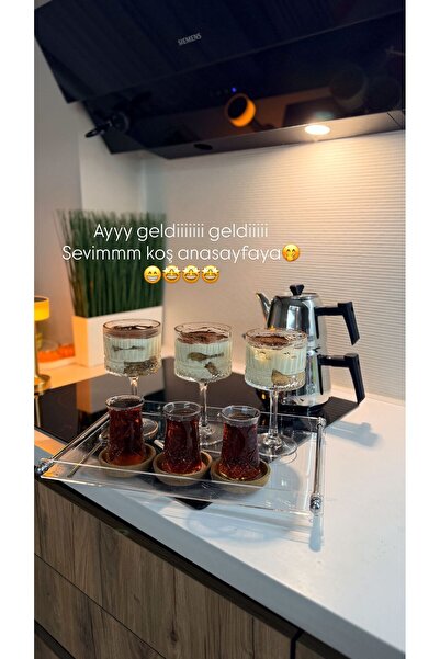 JAGUAR AKSESUAR Pleksi tepsi 4-6 kişilik gümüş kulp