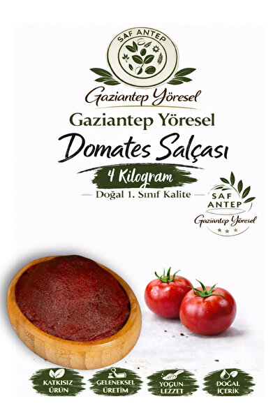 safantep Gaziantep Yöresel Domates Salçası 4 KG – Doğal 1.Sınıf Kalite