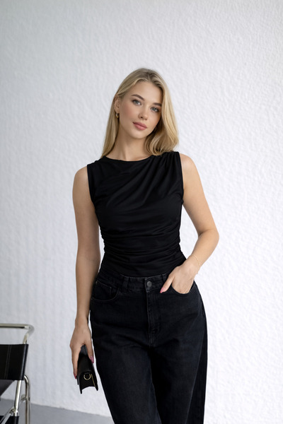 İMVAGO Women's Draped Sleeveless Blouse